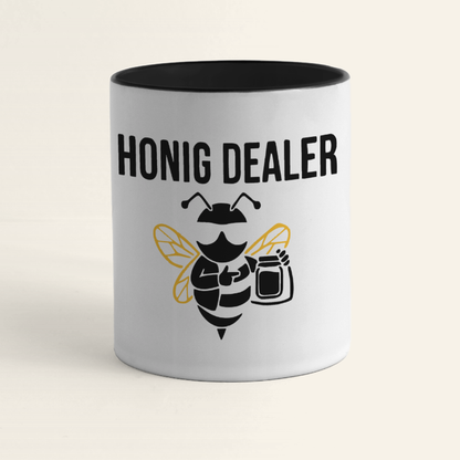 Honig Dealer Tasse in Weiß/Schwarz – Vorderseite