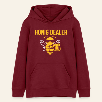 Honig Dealer Teenager Hoodie in Burgunderrot – Vorderseite