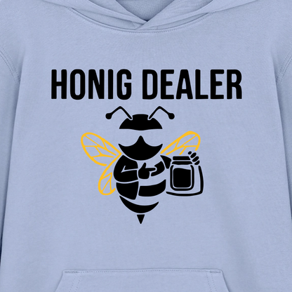 Honig Dealer Teenager Hoodie in Himmelblau – Druck im Detail