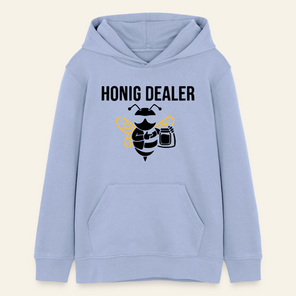 Honig Dealer Teenager Hoodie in Himmelblau – Vorderseite