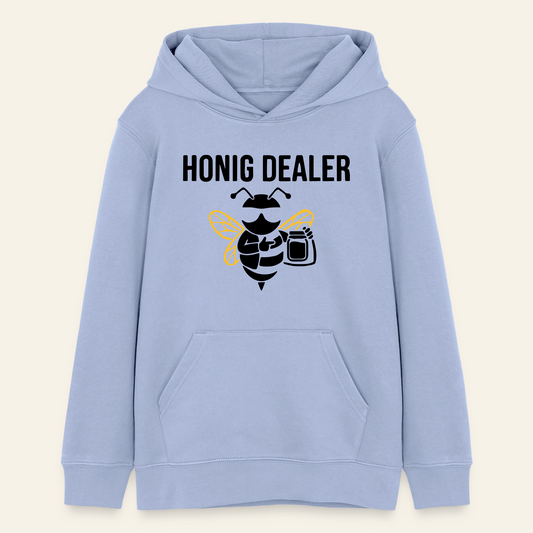 Honig Dealer Teenager Hoodie in Himmelblau – Vorderseite