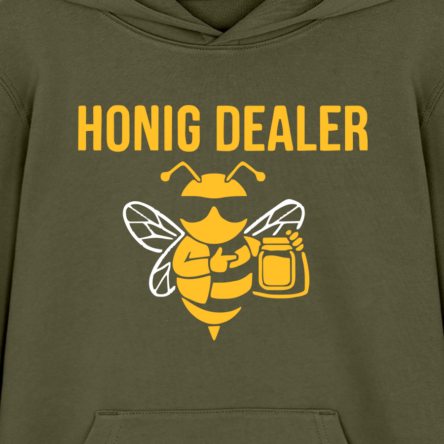 Honig Dealer Teenager Hoodie in Khaki – Druck im Detail
