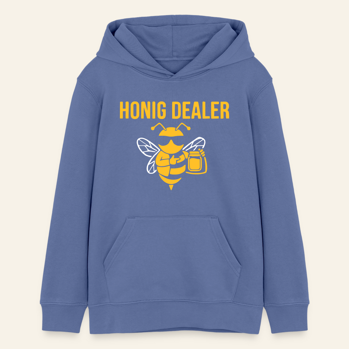 Honig Dealer Teenager Hoodie in Leuchtblau – Vorderseite