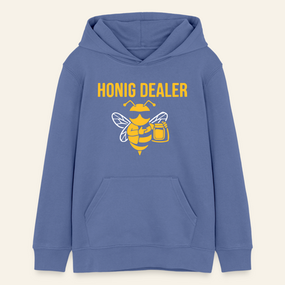 Honig Dealer Teenager Hoodie in Leuchtblau – Vorderseite