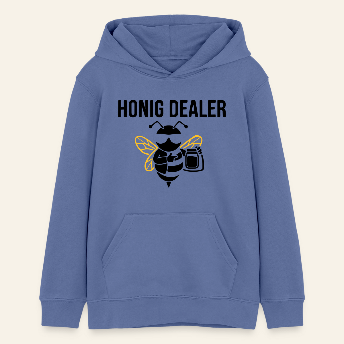 Honig Dealer Teenager Hoodie in Leuchtblau – Vorderseite