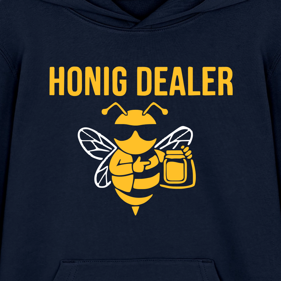 Honig Dealer Teenager Hoodie in Navy – Druck im Detail