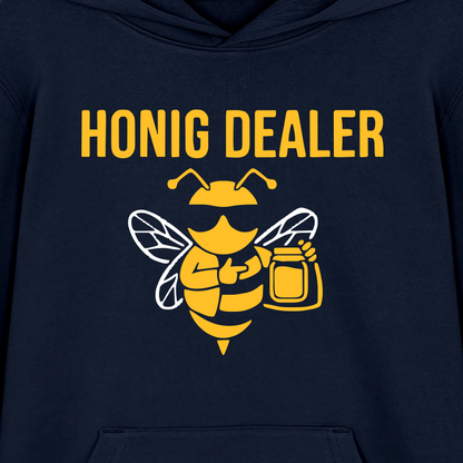 Honig Dealer Teenager Hoodie in Navy – Druck im Detail