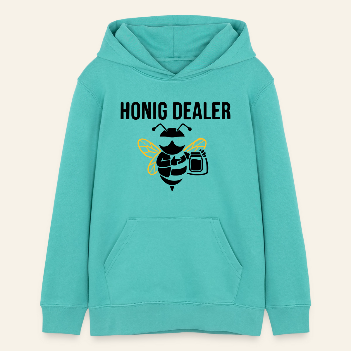 Honig Dealer Teenager Hoodie in Poolblau – Vorderseite