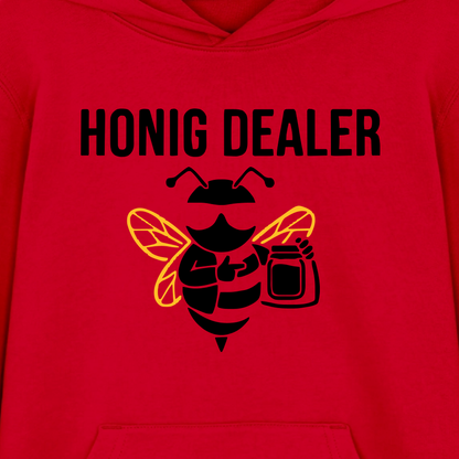 Honig Dealer Teenager Hoodie in Rot – Druck im Detail
