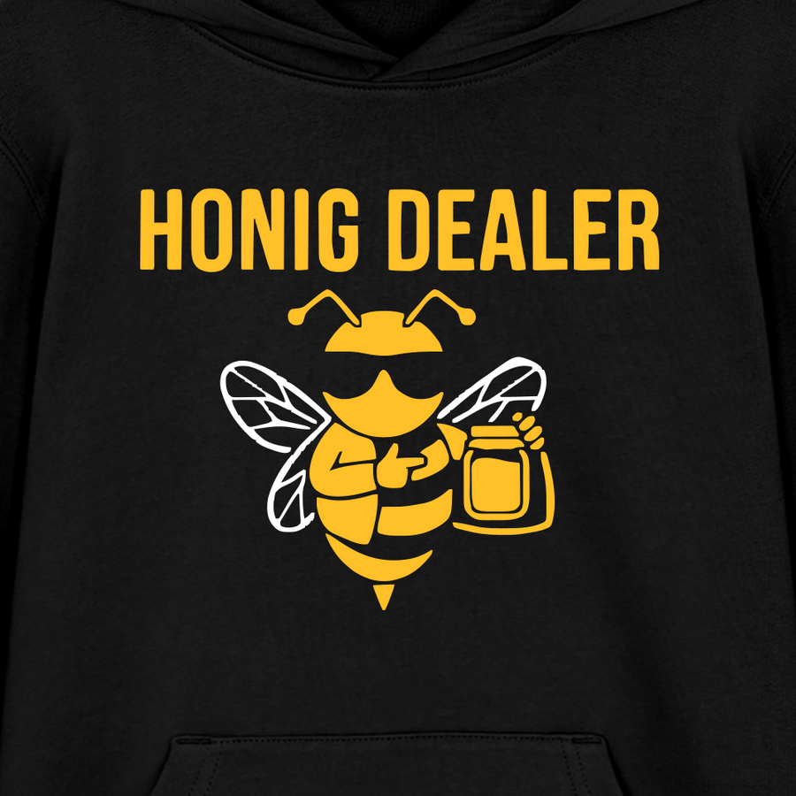 Honig Dealer Teenager Hoodie in Schwarz – Druck im Detail