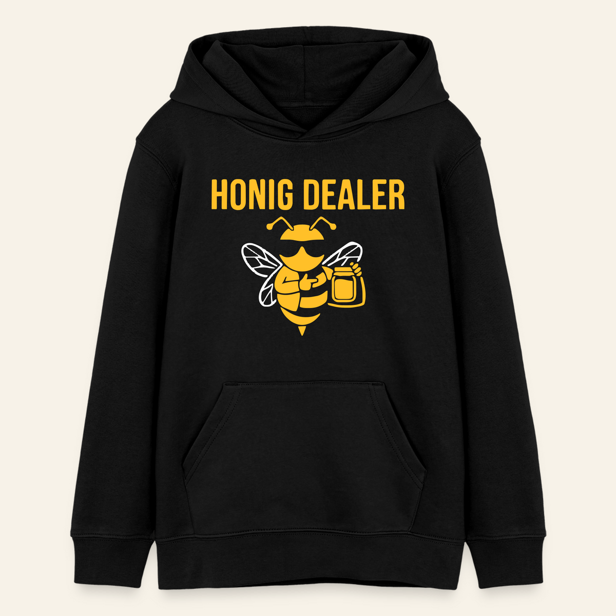 Honig Dealer Teenager Hoodie in Schwarz – Vorderseite