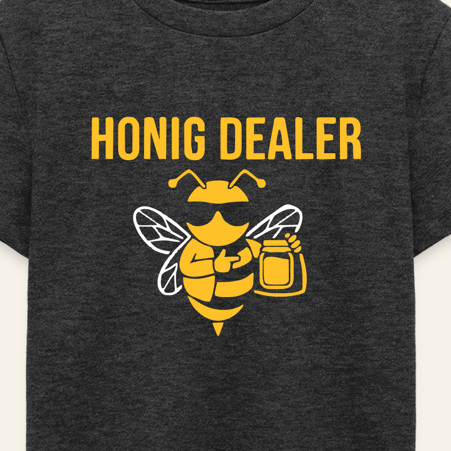 Honig Dealer Teenager T-Shirt in Anthrazit meliert – Druck im Detail
