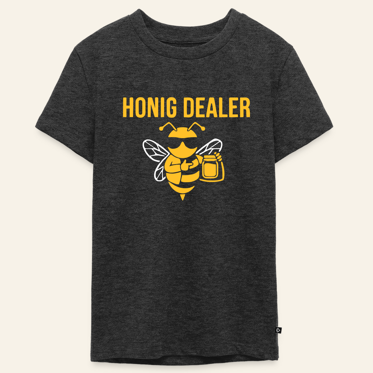 Honig Dealer Teenager T-Shirt in Anthrazit meliert – Vorderseite
