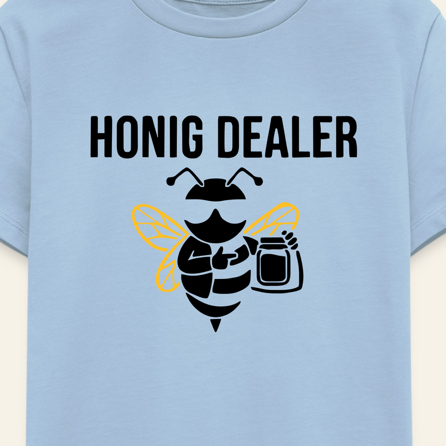 Honig Dealer Teenager T-Shirt in Hellblau – Druck im Detail