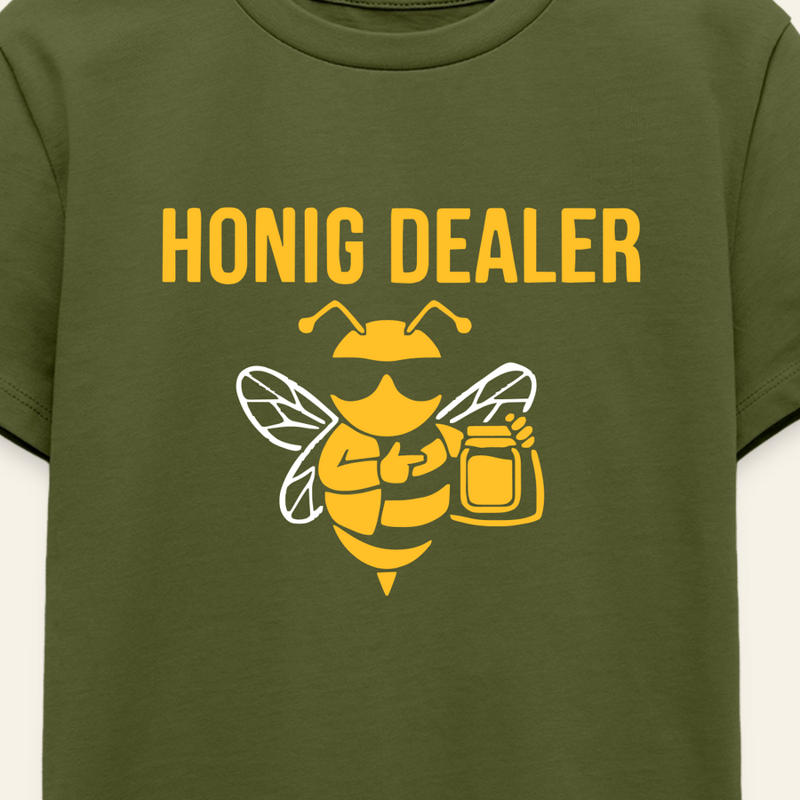 Honig Dealer Teenager T-Shirt in Khaki – Druck im Detail