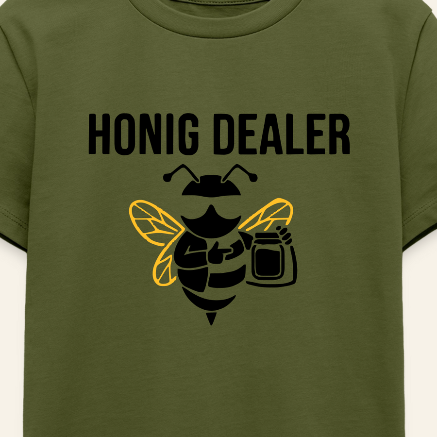 Honig Dealer Teenager T-Shirt in Khaki – Druck im Detail