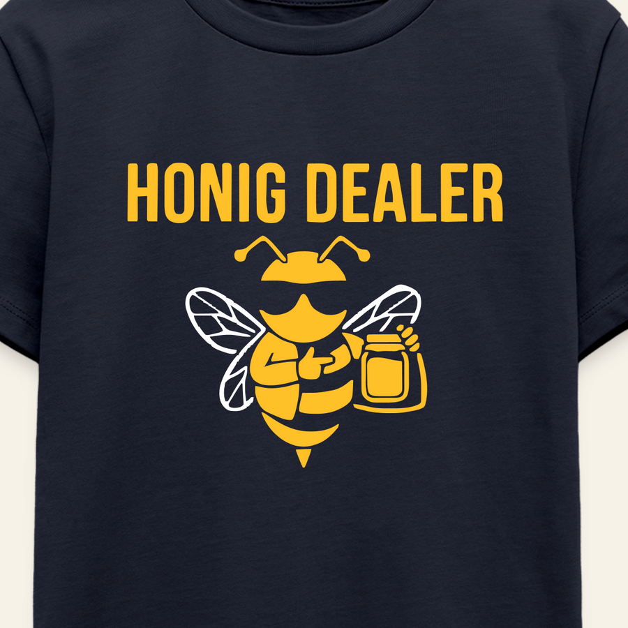 Honig Dealer Teenager T-Shirt in Navy – Druck im Detail