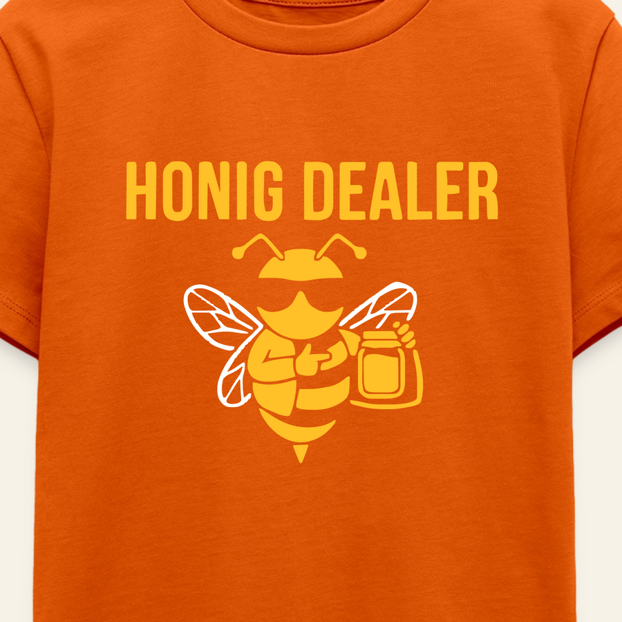 Honig Dealer Teenager T-Shirt in Orange – Druck im Detail