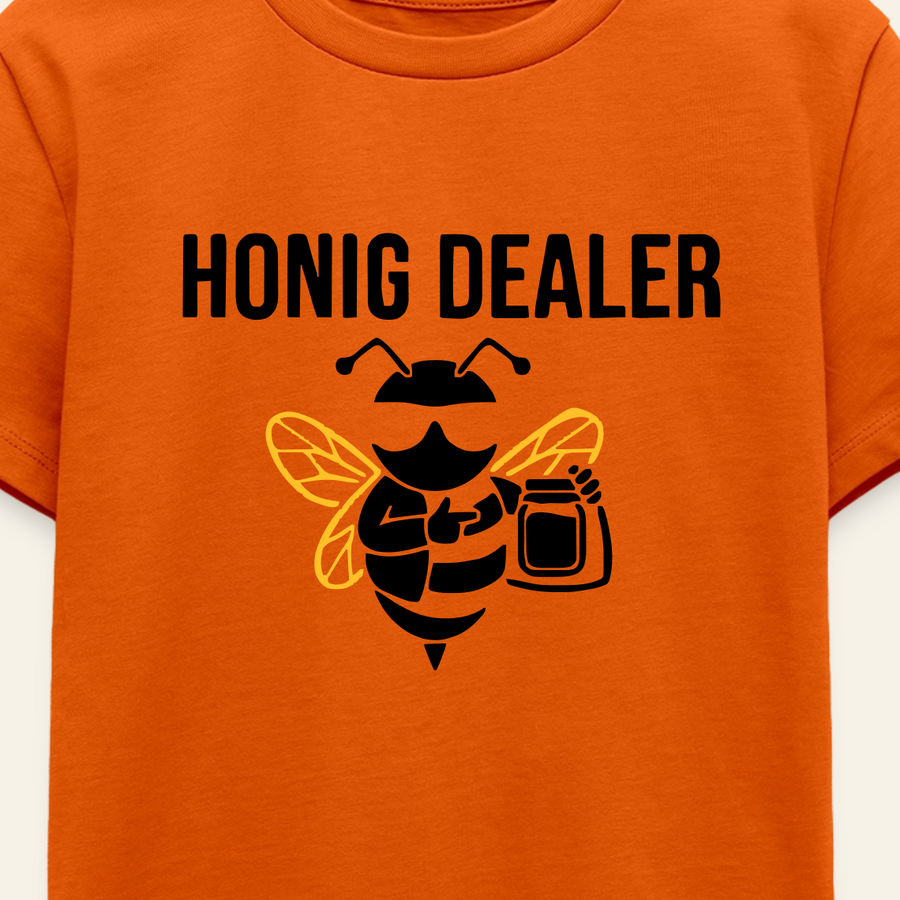 Honig Dealer Teenager T-Shirt in Orange – Druck im Detail