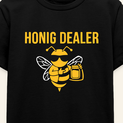 Honig Dealer Teenager T-Shirt in Schwarz – Druck im Detail