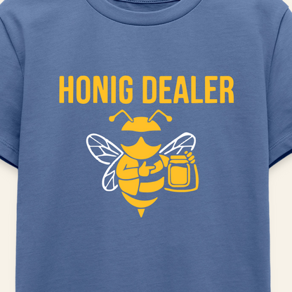 Honig Dealer Teenager T-Shirt in Steinblau – Druck im Detail