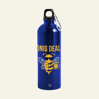 Honig Dealer Trinkflasche mit Karabiner in Royalblau – Vorderseite