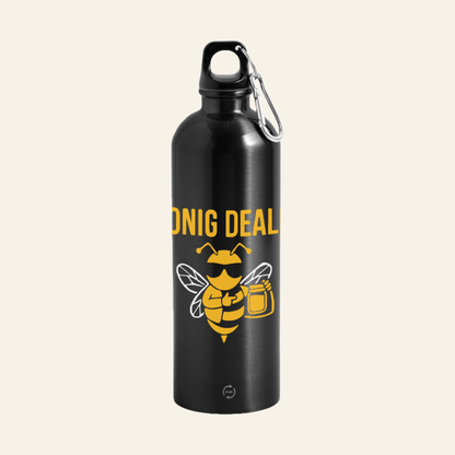 Honig Dealer Trinkflasche mit Karabiner in Schwarz – Vorderseite