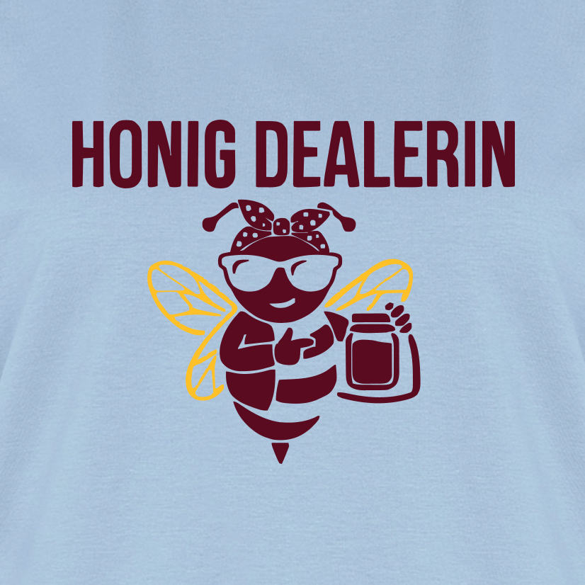 Honig Dealerin T-Shirt in Hellblau – Druck im Detail