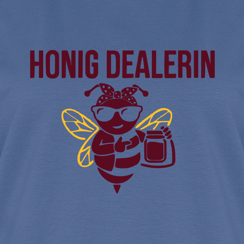 Honig Dealerin T-Shirt in Steinblau – Druck im Detail