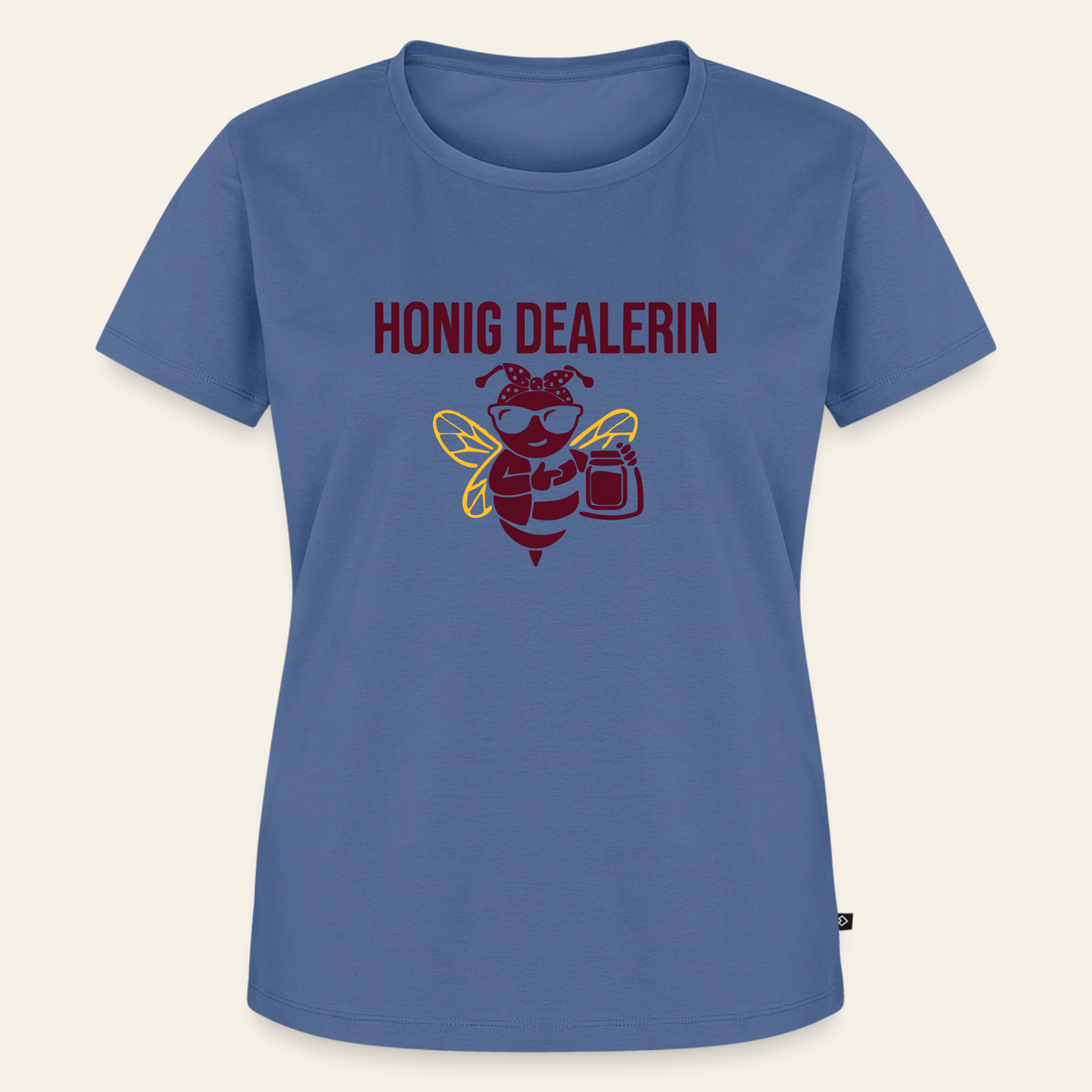 Honig Dealerin T-Shirt in Steinblau – Vorderseite