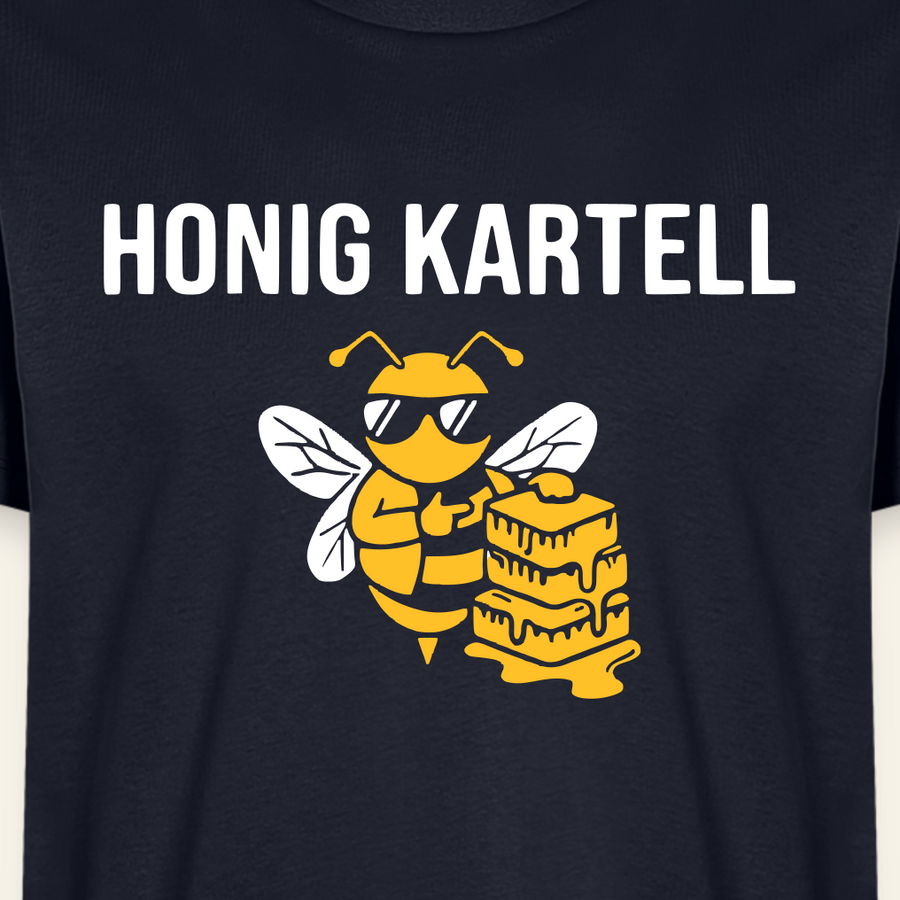 Honig Kartell T-Shirt in Dunkelblau – Druck im Detail