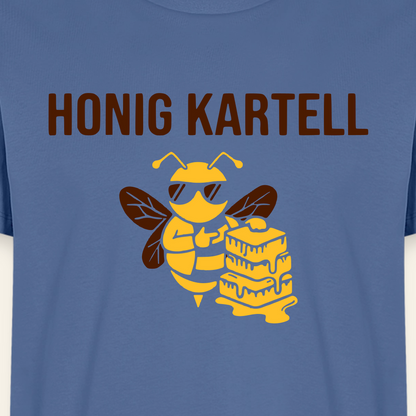 Honig Kartell T-Shirt in Steinblau – Druck im Detail