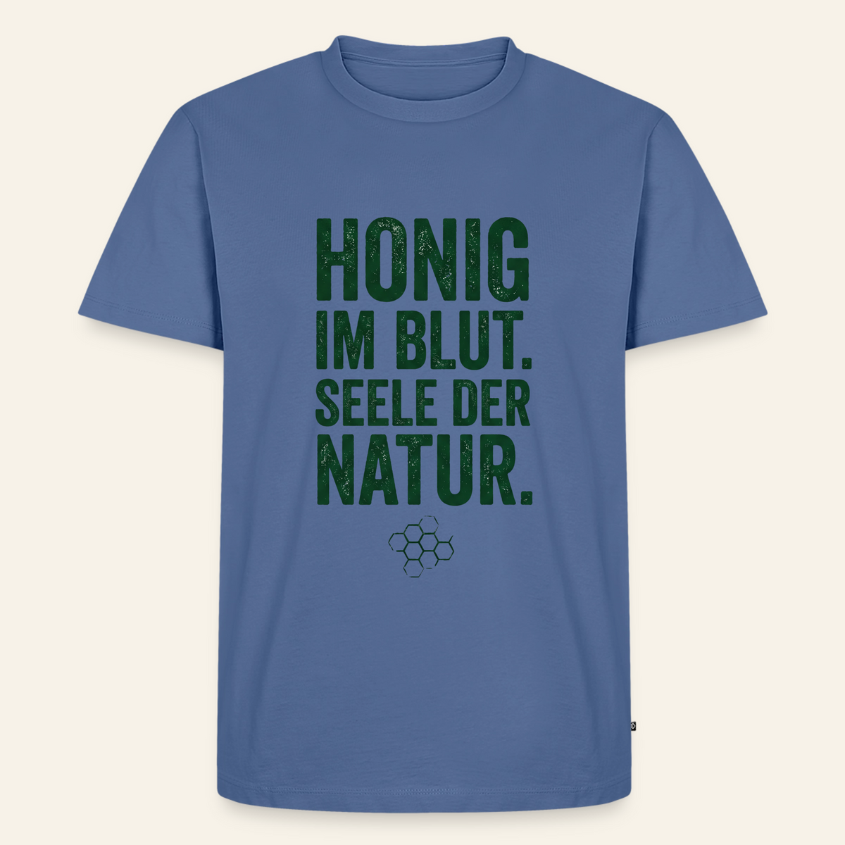 Honigblut T-Shirt in Steinblau – Vorderseite