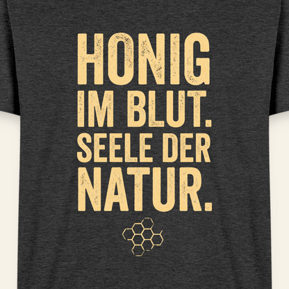 Honigblut T-Shirt in Anthrazit – Druck im Detail