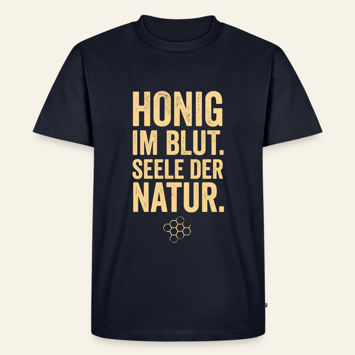 Honigblut T-Shirt in Dunkelblau – Vorderseite