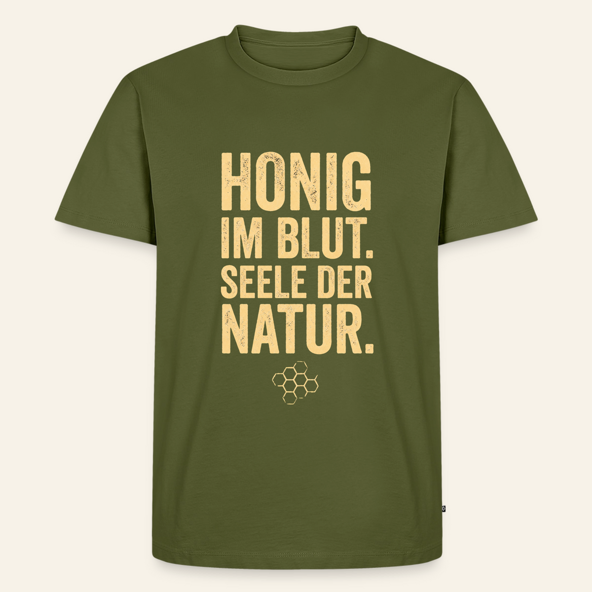 Honigblut T-Shirt in Khaki – Vorderseite