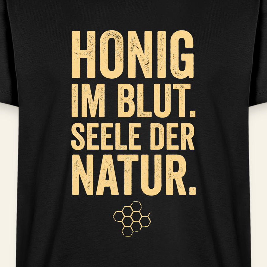 Honigblut T-Shirt in Schwarz – Druck im Detail