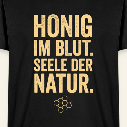 Honigblut T-Shirt in Schwarz – Druck im Detail