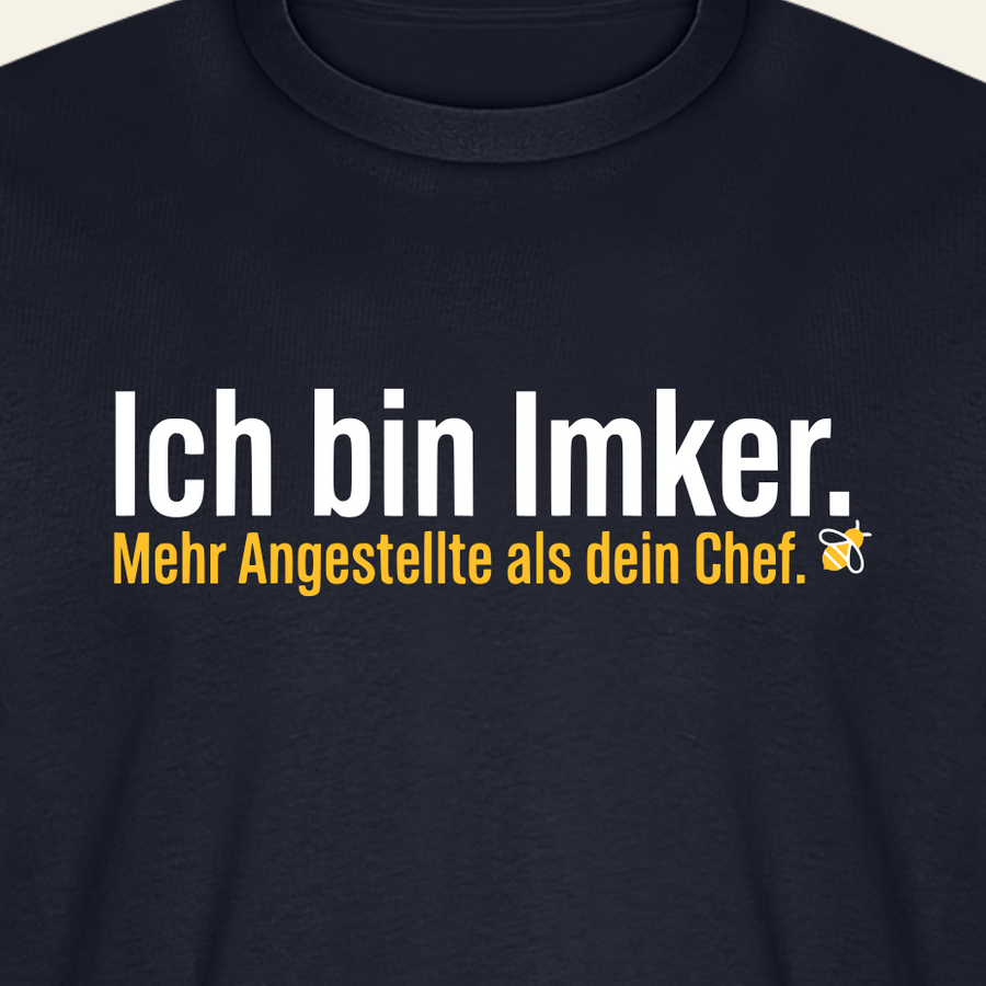Ich bin Imker T-Shirt in Dunkelblau – Druck im Detail