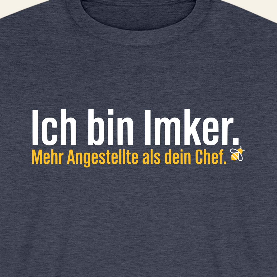 Ich bin Imker T-Shirt in Jeansblau – Druck im Detail
