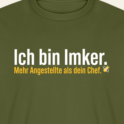 Ich bin Imker T-Shirt in Khaki – Druck im Detail