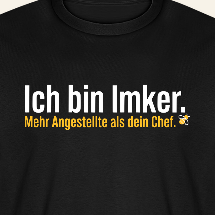 Ich bin Imker T-Shirt in Schwarz – Druck im Detail