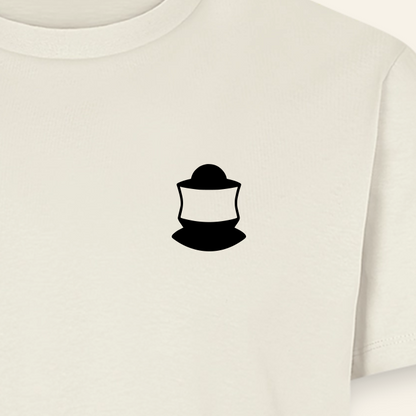 IMKER Code Bravo T-Shirt in Naturweiß – Druck im Detail