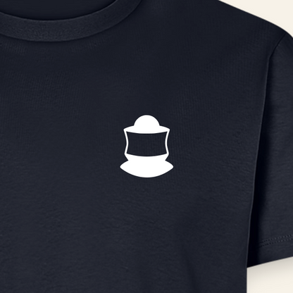 IMKER Code Bravo T-Shirt in Dunkelblau – Druck im Detail