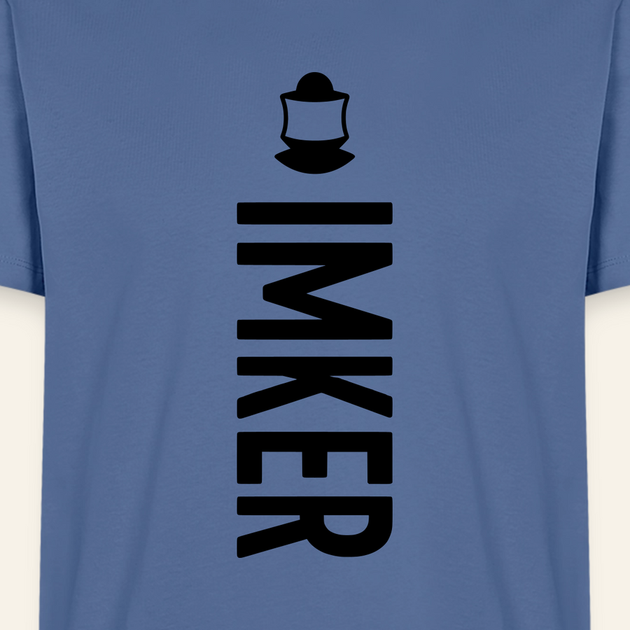 IMKER Code Charlie T-Shirt in Steinblau – Druck im Detail