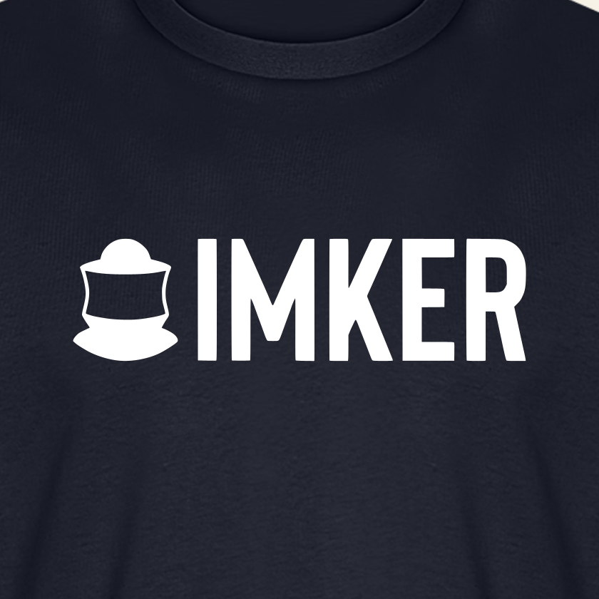 IMKER Code Prime T-Shirt in Dunkelblau – Druck im Detail
