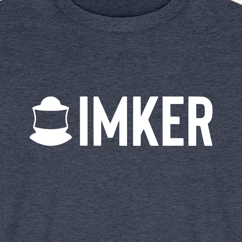 IMKER Code Prime T-Shirt in Jeansblau – Druck im Detail