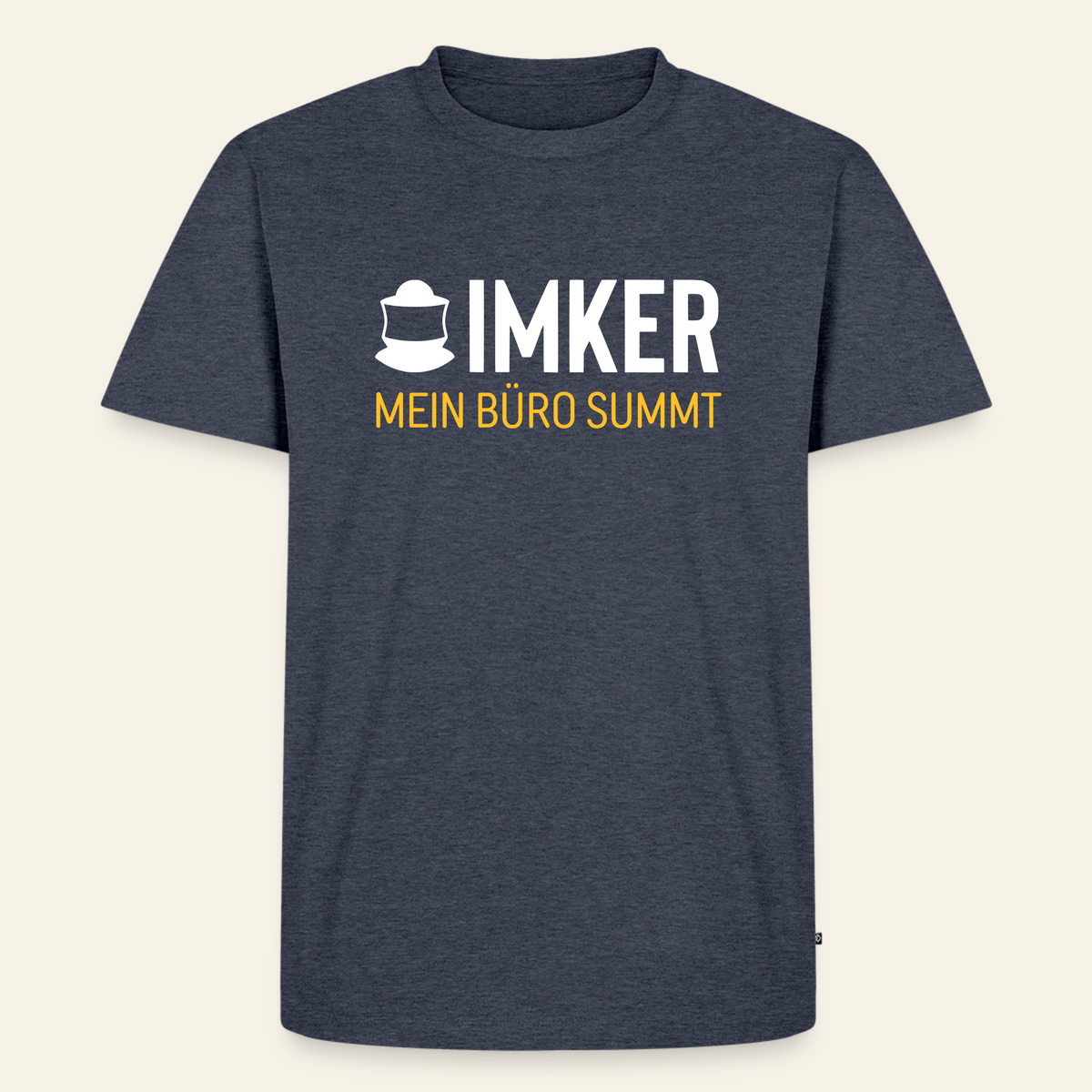IMKER Code Büro T-Shirt in Jeansblau – Vorderseite