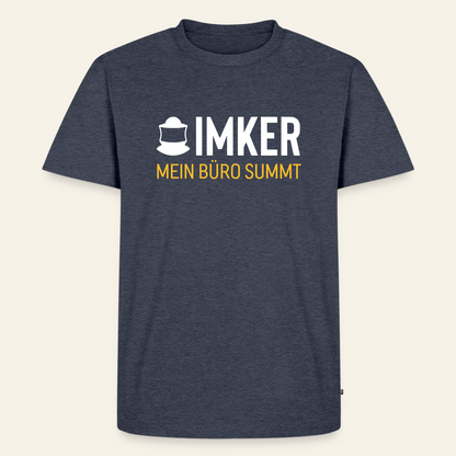 IMKER Code Büro T-Shirt in Jeansblau – Vorderseite