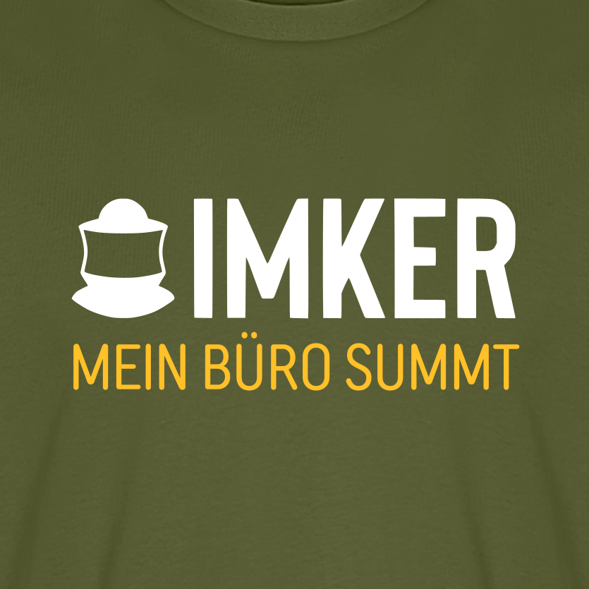 IMKER Code Büro T-Shirt in Khaki – Druck im Detail